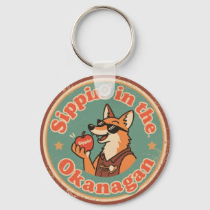 Vintage Okanagan Valley entspannter Fuchs Schlüsselanhänger