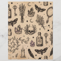 Vintage-Okkult-Schädel- und Motten-Schabpapier