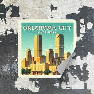 Vintage Oklahoma City Oklahoma Quadratischer Aufkleber