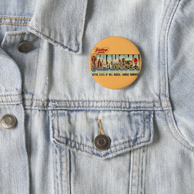 Vintage-Oklahoma-Grußpostkarte Button (Beispiel)