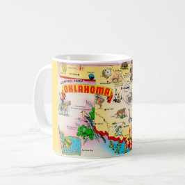 Vintage Oklahoma Illustrierte Karte Kaffeetasse