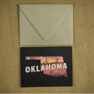 Vintage Oklahoma illustrierte Staatsreisekarte Postkarte