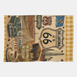 Vintage-Oklahoma-Route-66-Kaffee-Americana Geschirrtuch