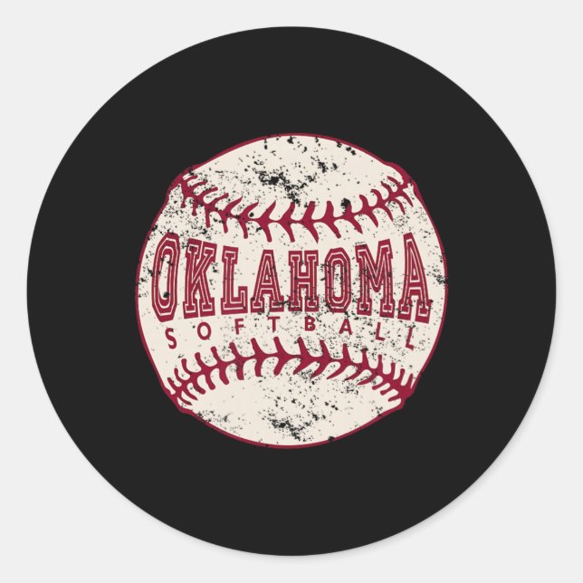 Vintage Oklahoma Softll Ll  Runder Aufkleber (Vorderseite)