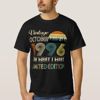 Vintage Oktober 1996 T-Shirt Retro Style Geburtsta