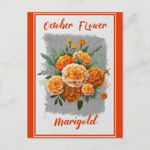 Vintage Oktober Blume Marigold Floral Postkarte
