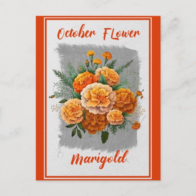 Vintage Oktober Blume Marigold Floral Postkarte (Vorderseite)