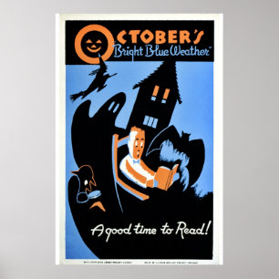 Vintage Oktober "bright blue weather" WPA Poster