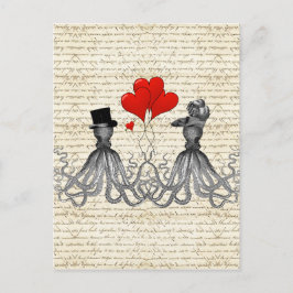 Vintage Oktopie und Herz Postkarte