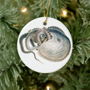 Vintage-Oktopus Argonaut, Meerestiere Tiere Keramik Ornament