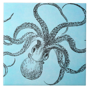 Vintage-Oktopus aus dem 19. Jahrhundert auf Tealbl Fliese