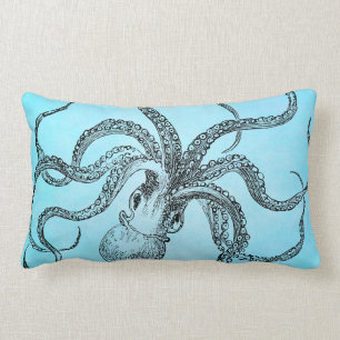 Vintage-Oktopus aus dem 19. Jahrhundert auf Tealbl Lendenkissen