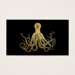 Vintage-Oktopus Gold-Schwarze Tinte Küsten-Nautik