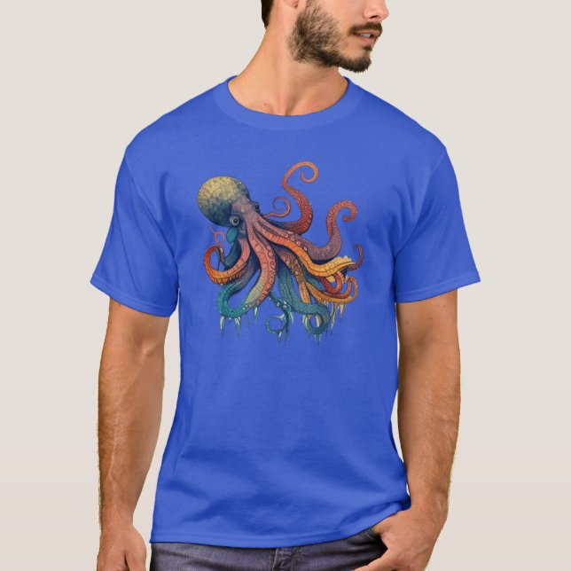 vintage Oktopus Junge T-Shirt (Vorderseite)