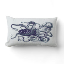 Vintage-Oktopus-Kissen in tintenblau