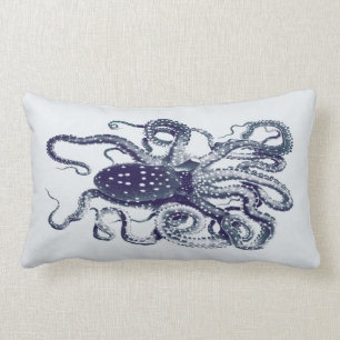 Vintage-Oktopus-Kissen in tintenblau Lendenkissen