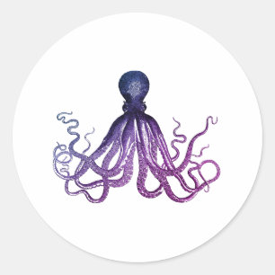 Vintage-Oktopus-Meeresleben  Runder Aufkleber