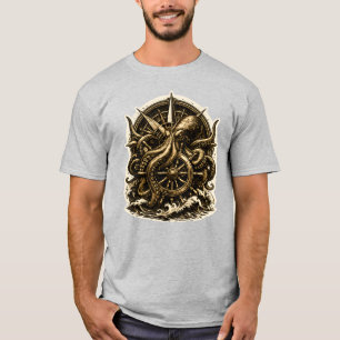 Vintage-Oktopus-Navigator-Nautischer-Kraken-Schiff T-Shirt