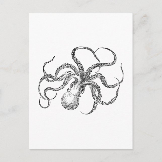 Vintage-Oktopus-Schablone Postkarte (Vorderseite)