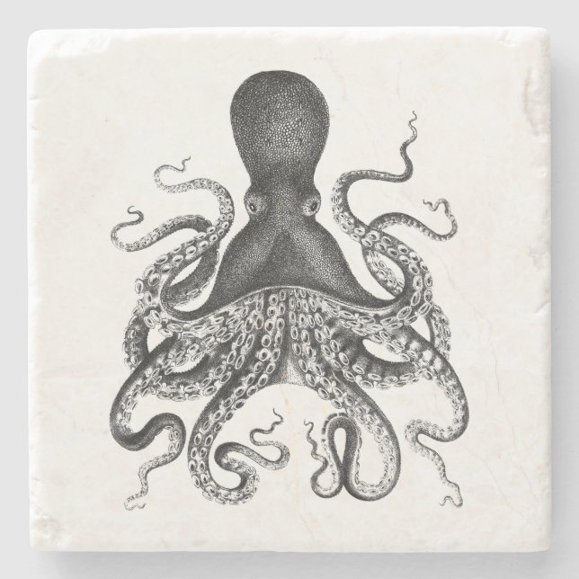 Vintage Oktopus Steinuntersetzer (Vorderseite)