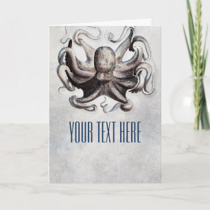 Vintage-Oktopus-Strand nautische Grußkarte zum Fal Karte