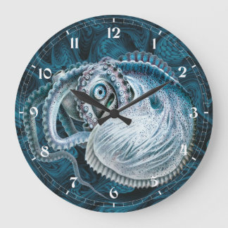 Vintage Oktopus Tintenfisch Nautilus Argonaut Große Wanduhr