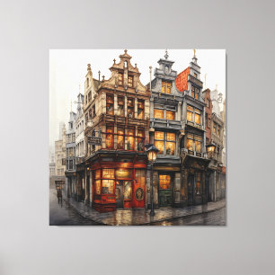 Vintage Old Amsterdam Kunst Leinwanddruck