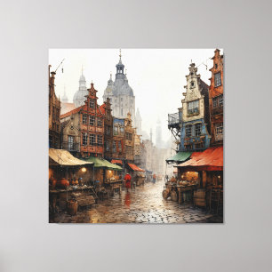 Vintage Old Amsterdam Kunst Leinwanddruck