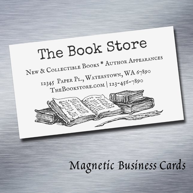 Vintage Old Books Editable Vintage Art Magnetische Visitenkarte (Old Books Editable Magnetic Business Cards)
