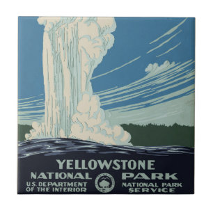 Vintage Old Faithful im Yellowstone-Nationalpark Fliese