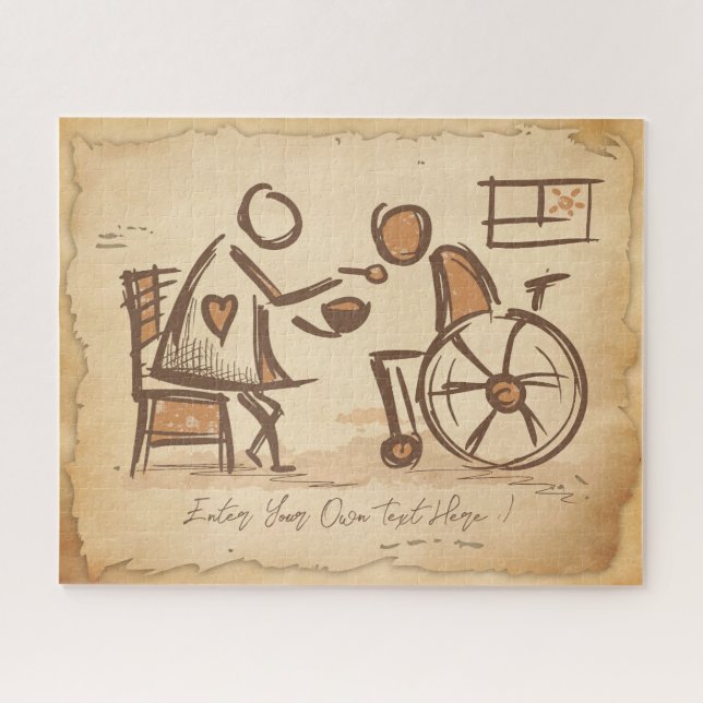 Vintage Old Fashion Caregiver, Nursing Assistant Puzzle (Horizontal)