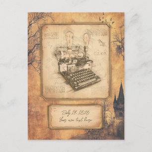 Vintage Old Fashion Kunst. Geschenk für Autor / Sc Postkarte