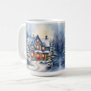 Vintage-Old-Fashioned-Haus-Weihnachtsszene-Tasse Kaffeetasse
