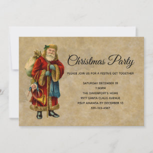 Vintage Old-Fashioned Weihnachtsmann-Weihnachtsfei Einladung