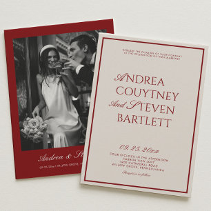 Vintage Old Money Burgunder Hochzeit Einladung