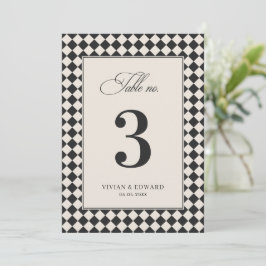 Vintage Old Money Checkered Wedding Table Number Einladung