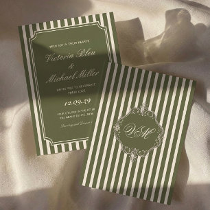 Vintage Old Money Olivgrün Zeitlose Hochzeit Einladung