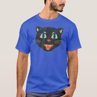 Vintage Old School Black Cat Spooky Beängstigend H T-Shirt