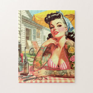 Vintage Old School Pin-up-Dame Puzzle