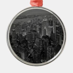 Vintage Old Style New York City Script Silbernes Ornament