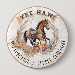 Vintage Old West Rocking Horse Baby Dusche Button
