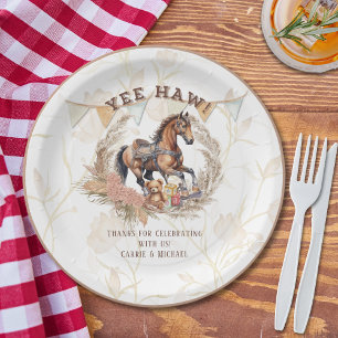 Vintage Old West Rocking Horse Baby Dusche Pappteller