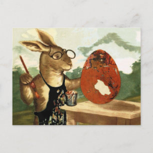 VINTAGE OLD WORLD HERR HASE EIERMALEREI POSTKARTE