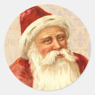 Vintage Old World Weihnachtsmann mit freundlichem Runder Aufkleber