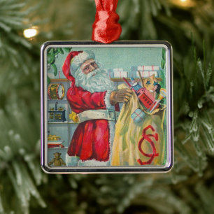 Vintage Old World Weihnachtsmann-Ornament Ornament Aus Metall