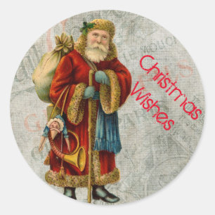 Vintage Old World Weihnachtsmann Runder Aufkleber