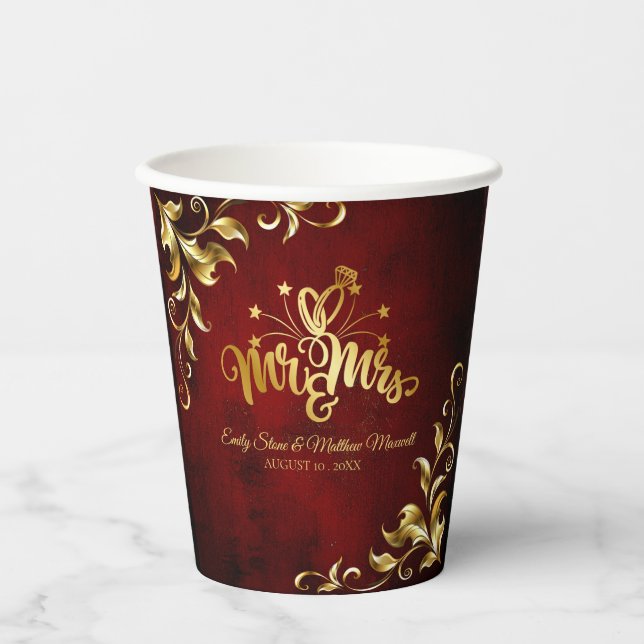 Vintage Oldtimerhochzeit Pappbecher (Vorderseite)