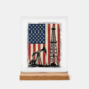 Vintage-Ölfeld-Amerikanische-Flagge-Vektor-Shirt-D Acrylschild