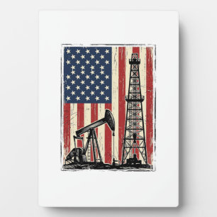 Vintage-Ölfeld-Amerikanische-Flagge-Vektor-Shirt-D Fotoplatte