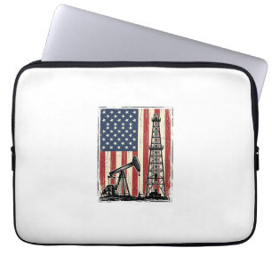 Vintage-Ölfeld-Amerikanische-Flagge-Vektor-Shirt-D Laptopschutzhülle